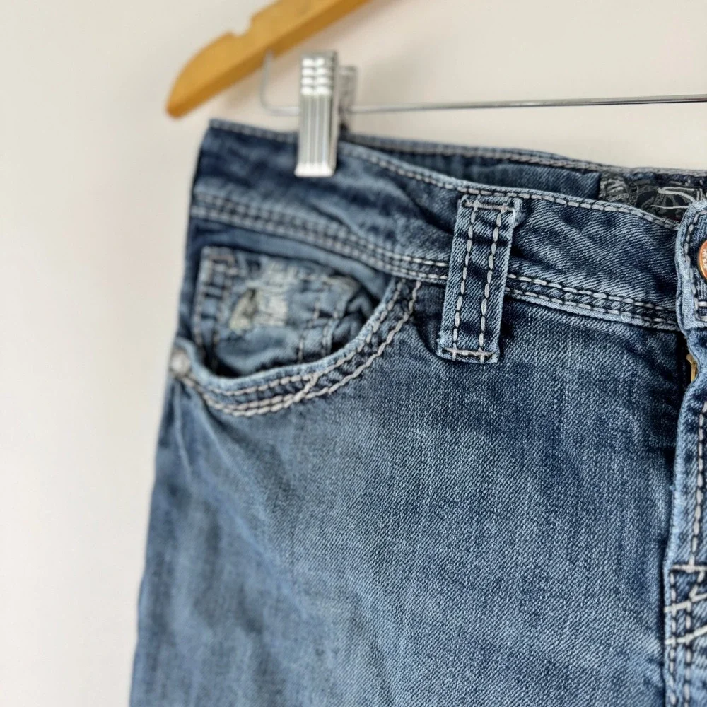 Silver Jeans Co Suki Flap 17 Bootcut‎ Jeans Medium Wash W29 L31 Thick Stitch